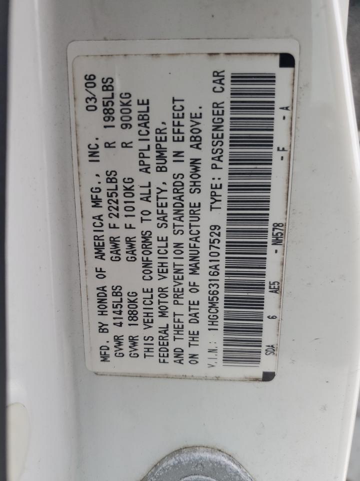 1HGCM56316A107529 2006 Honda Accord Se