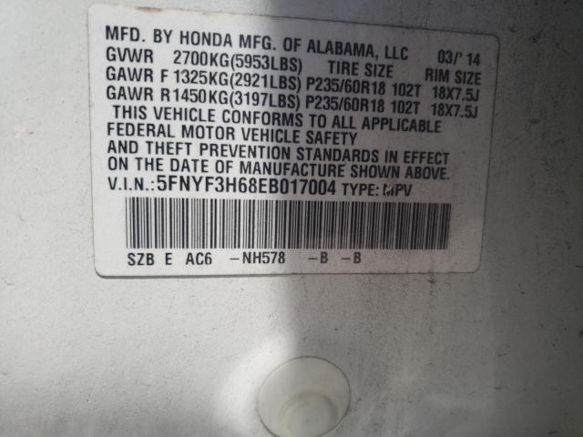 2014 Honda Pilot Exl VIN: 5FNYF3H68EB017004 Lot: 56845764