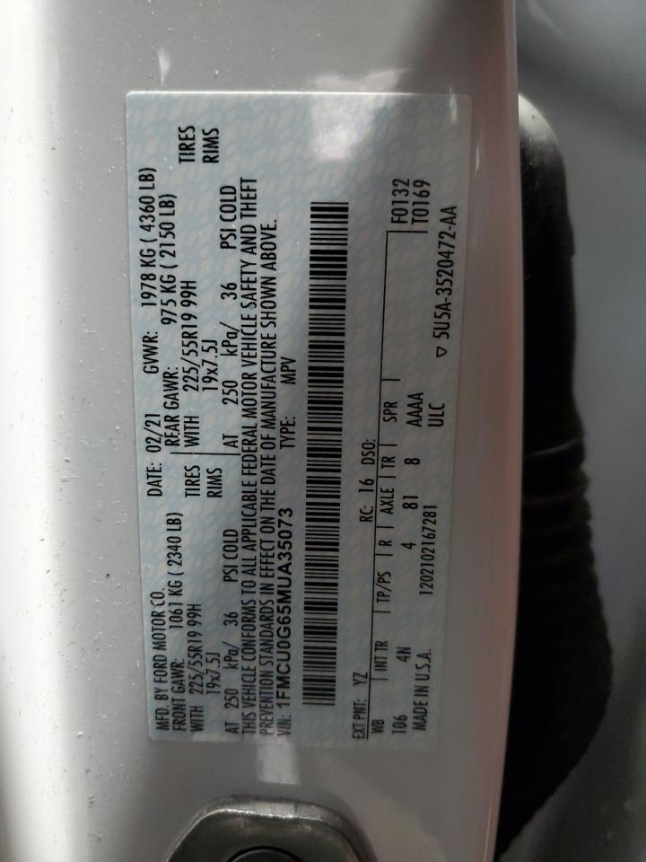 1FMCU0G65MUA35073 2021 Ford Escape Se