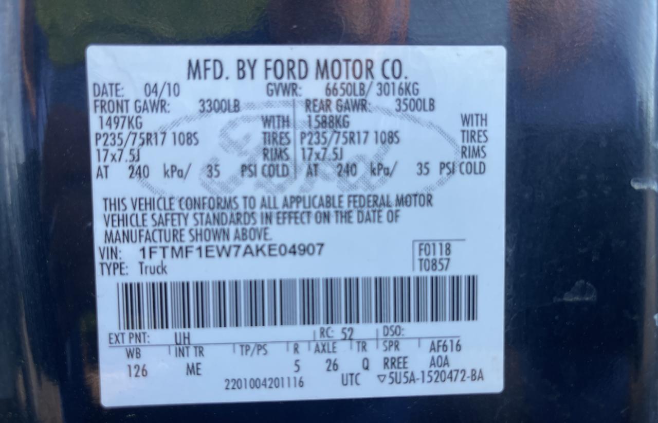 1FTMF1EW7AKE04907 2010 Ford F150