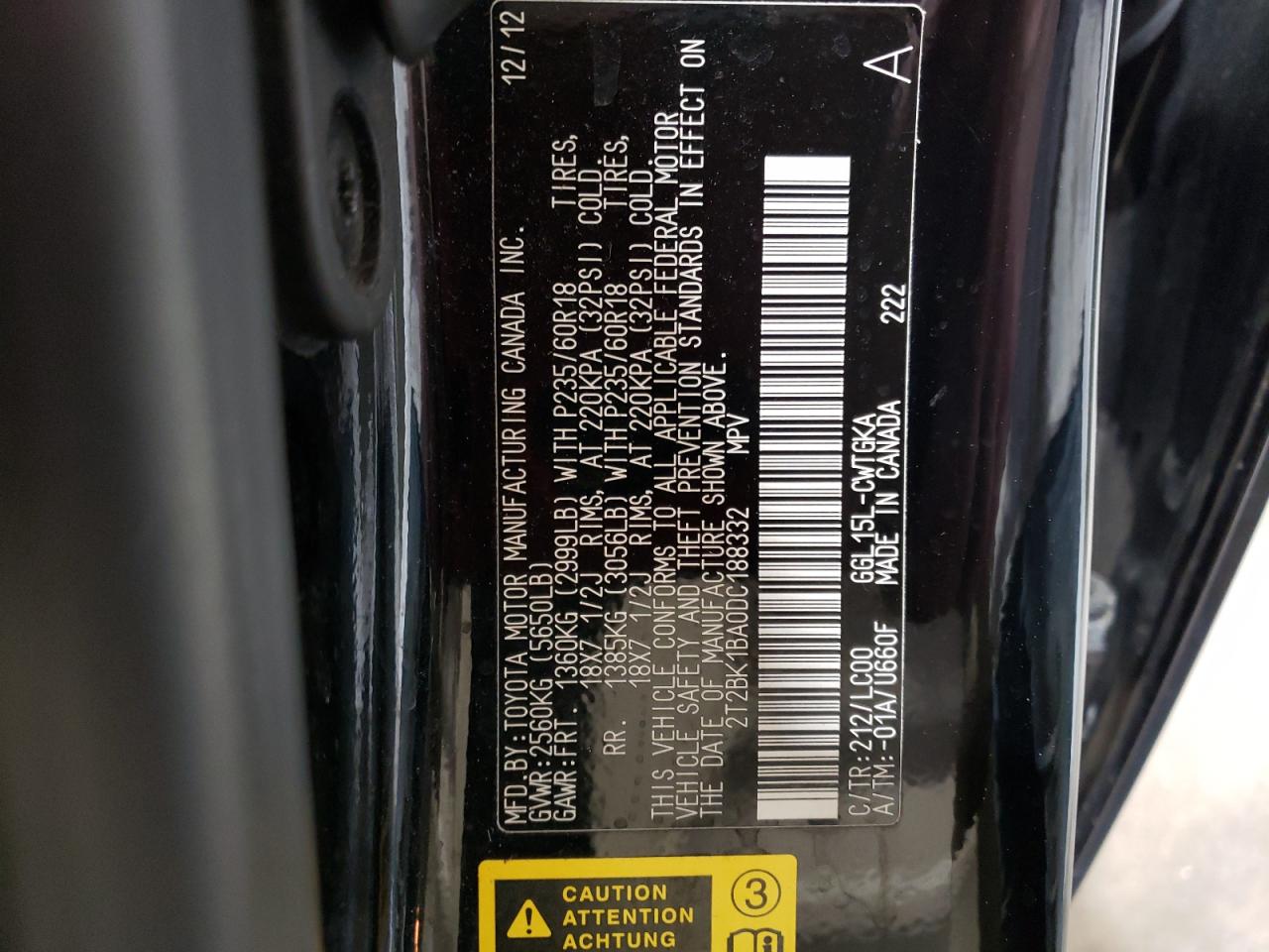 2T2BK1BA0DC188332 2013 Lexus Rx 350 Base