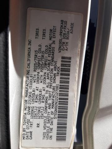 2002 Toyota Tacoma Double Cab Prerunner VIN: 5TEGN92N12Z127081 Lot: 55702424