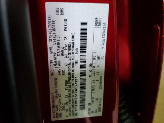 2019 FORD F150 SUPER 1FTEW1E51KKE91927