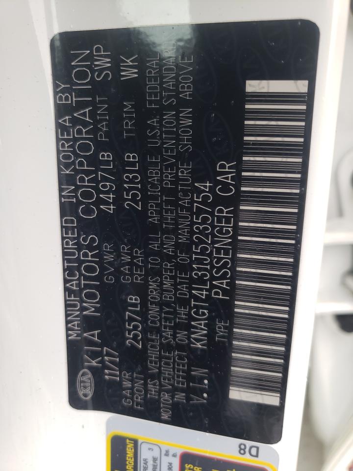 KNAGT4L31J5235754 2018 Kia Optima Lx