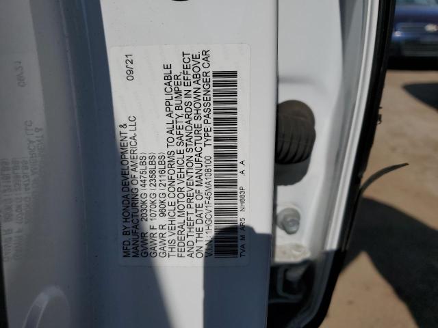 2021 Honda Accord Sport Se VIN: 1HGCV1F45MA108100 Lot: 55425724