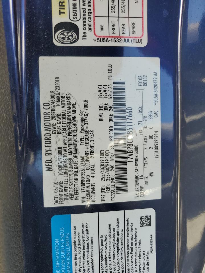 1ZVBP8CF3B5117660 2011 Ford Mustang Gt