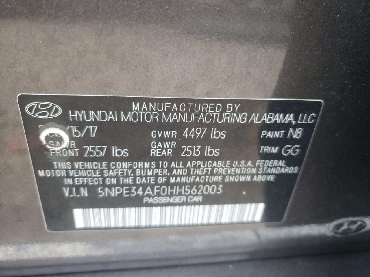 5NPE34AF0HH562003 2017 Hyundai Sonata Sport