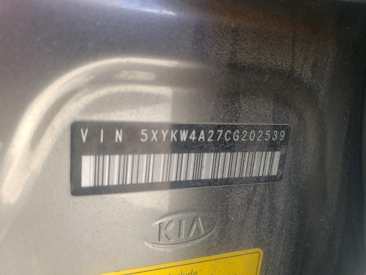 5XYKW4A27CG202539 2012 Kia Sorento Sx