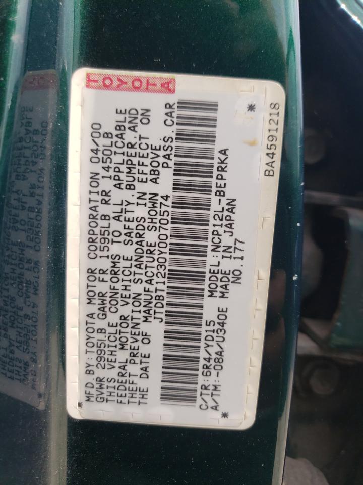 JTDBT1230Y0070574 2000 Toyota Echo