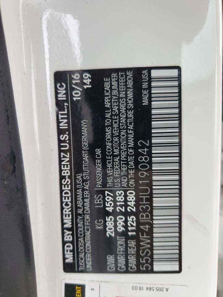 55SWF4JB3HU190842 2017 Mercedes-Benz C 300