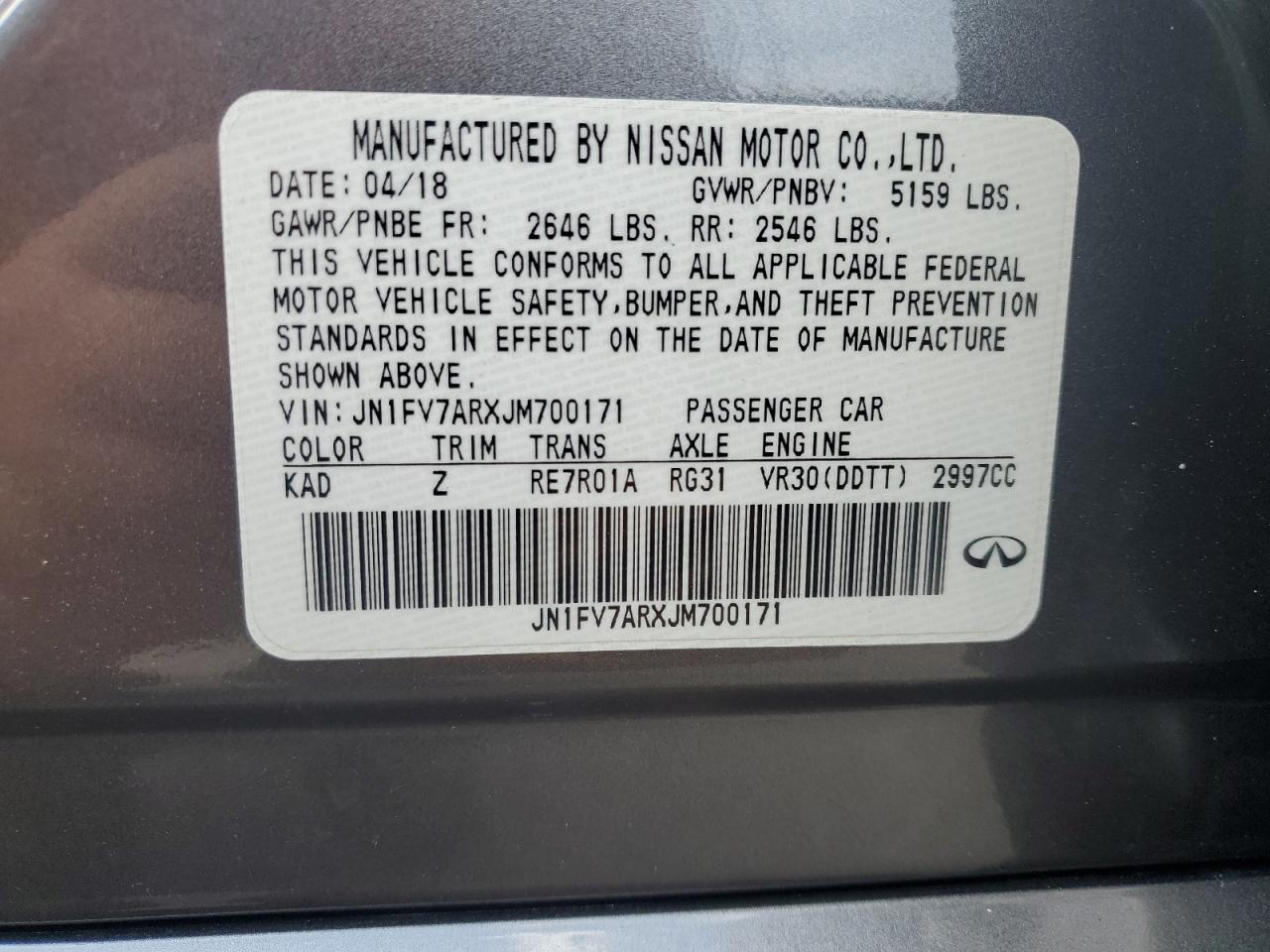 JN1FV7ARXJM700171 2018 Infiniti Q50 Red Sport 400