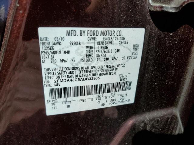 2010 Ford Edge Sel VIN: 2FMDK4JC5ABB32985 Lot: 54553644
