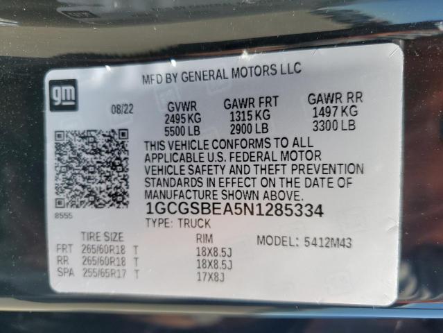 2022 Chevrolet Colorado VIN: 1GCGSBEA5N1285334 Lot: 55658974