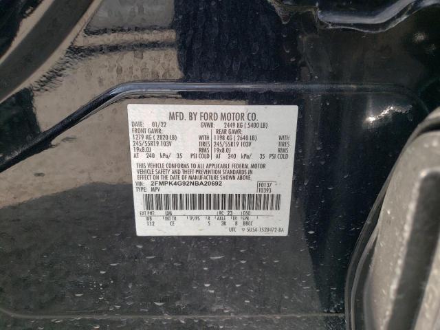 2022 Ford Edge Se VIN: 2FMPK4G92NBA20692 Lot: 54425894