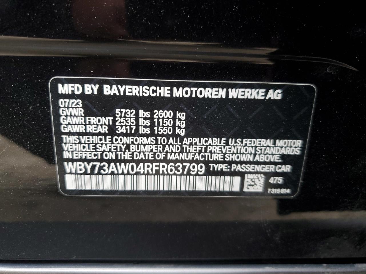 2024 BMW I4 Edrive 40 vin: WBY73AW04RFR63799