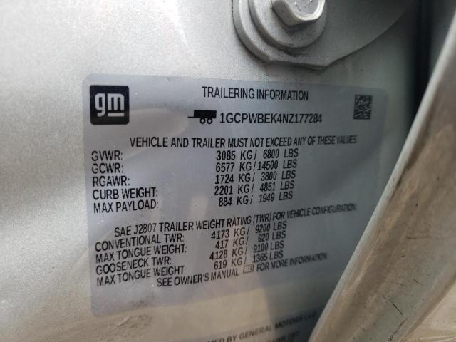 2022 Chevrolet Silverado Ltd C1500 Custom VIN: 1GCPWBEK4NZ177284 Lot: 56243164