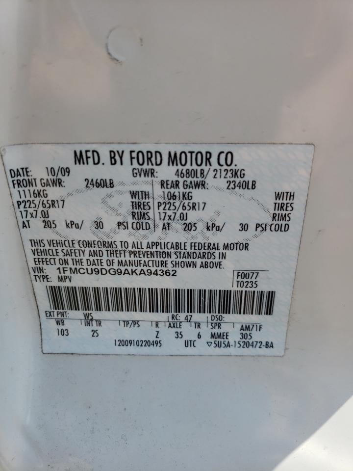 1FMCU9DG9AKA94362 2010 Ford Escape Xlt