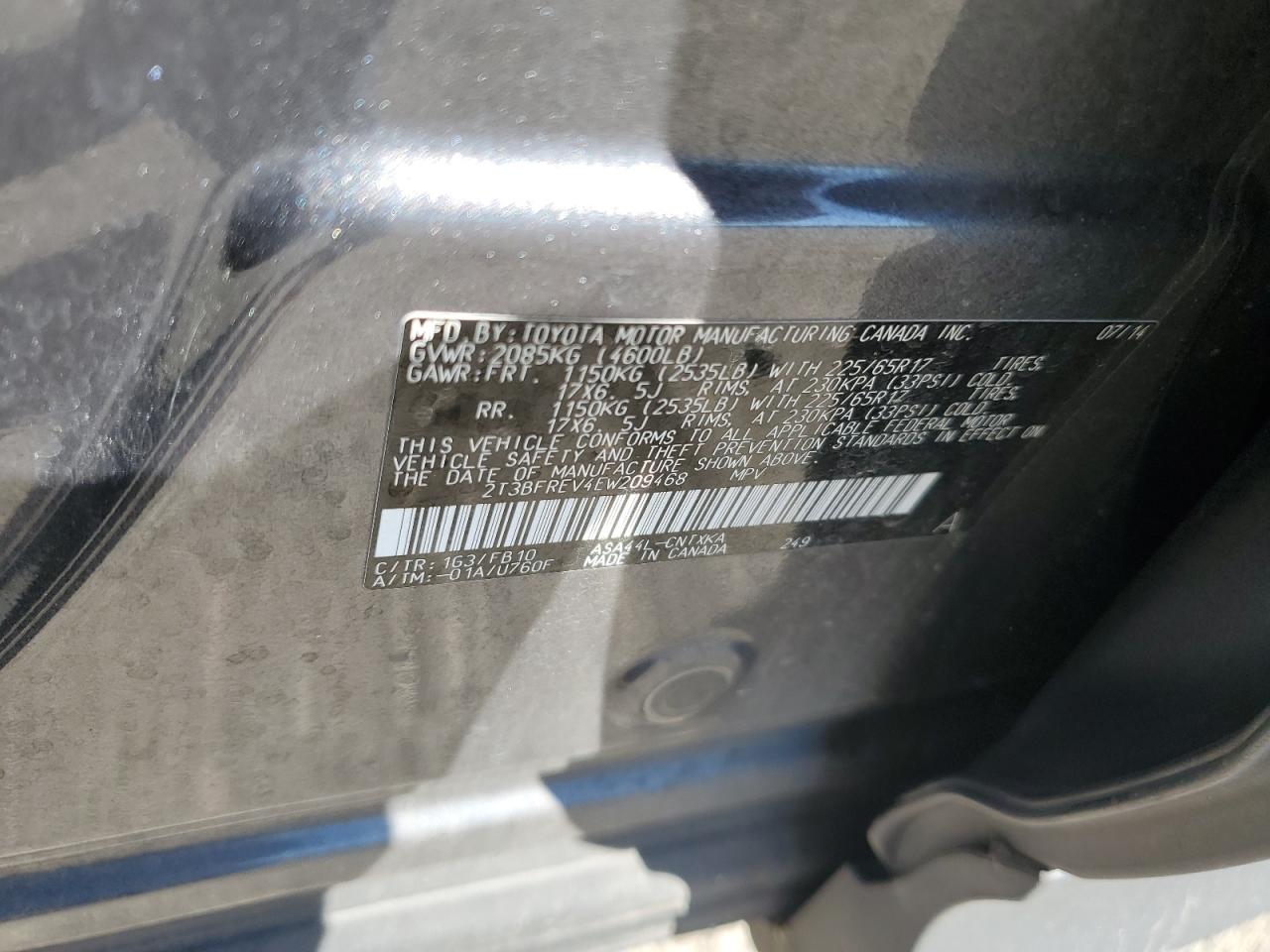 2T3BFREV4EW209468 2014 Toyota Rav4 Le