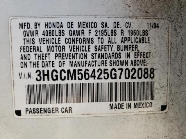 2005 Honda Accord Lx VIN: 3HGCM56425G702088 Lot: 55790184