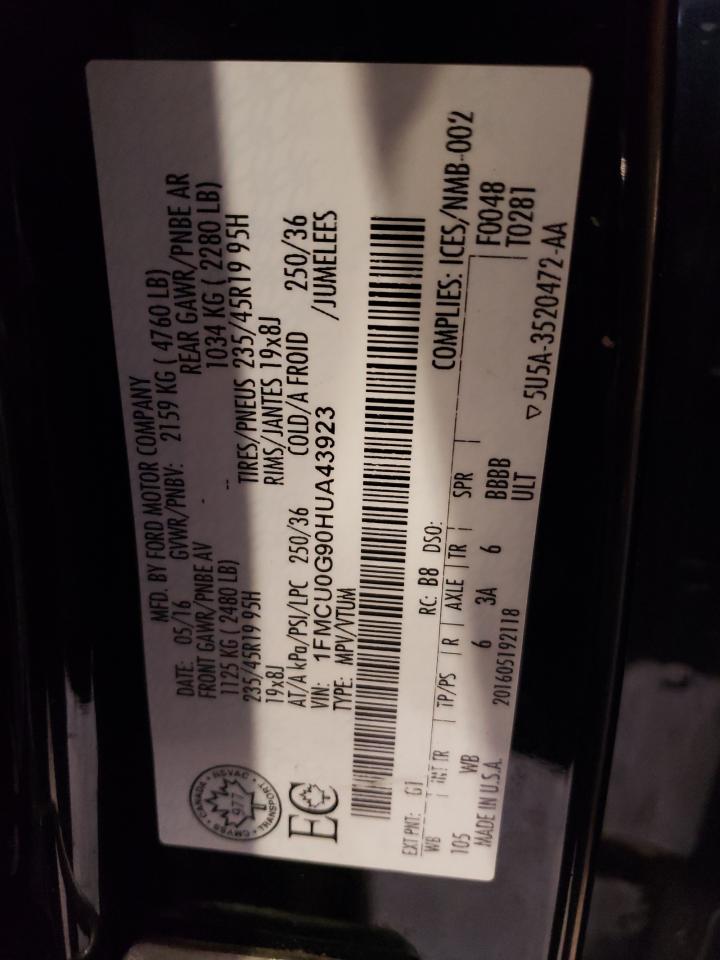 1FMCU0G90HUA43923 2017 Ford Escape Se