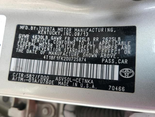 VIN 4T1BF1FK2DU725874 2013 Toyota Camry, L no.12