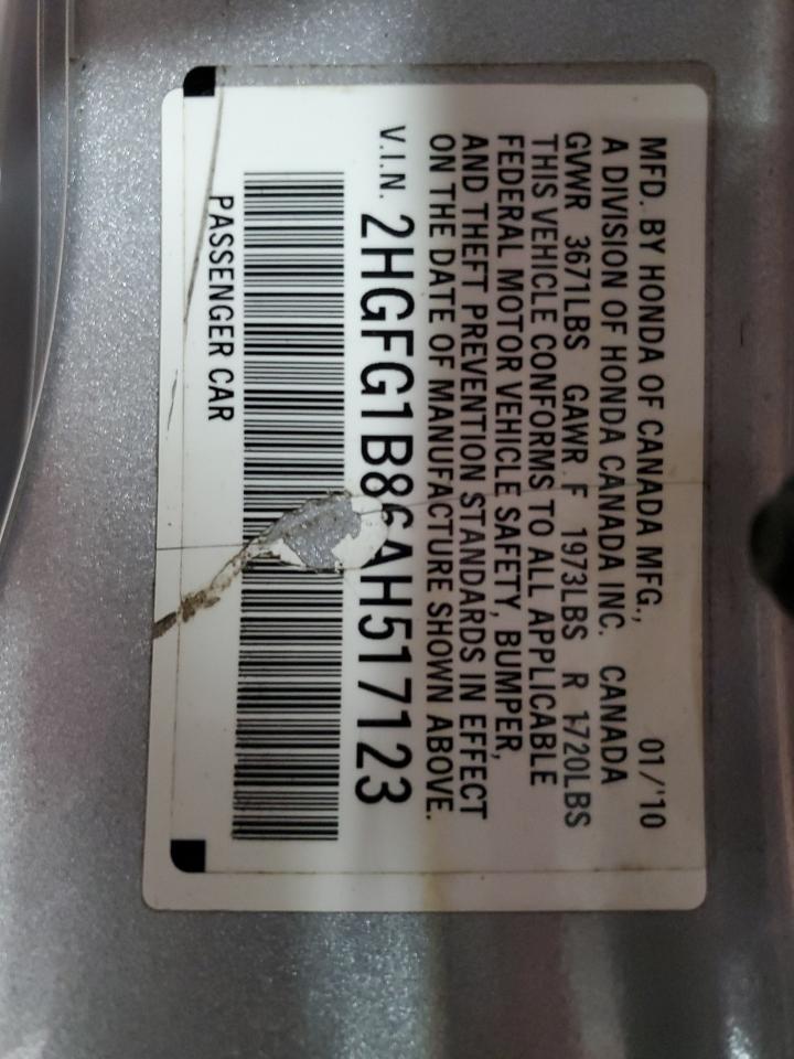 2HGFG1B86AH517123 2010 Honda Civic Ex