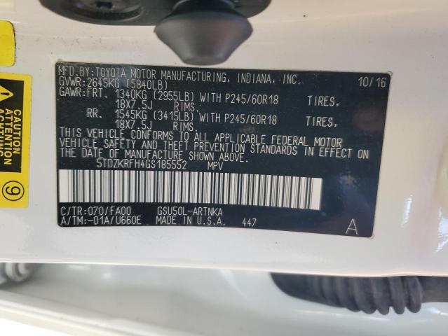 2016 Toyota Highlander Le VIN: 5TDZKRFH4GS185552 Lot: 56889794