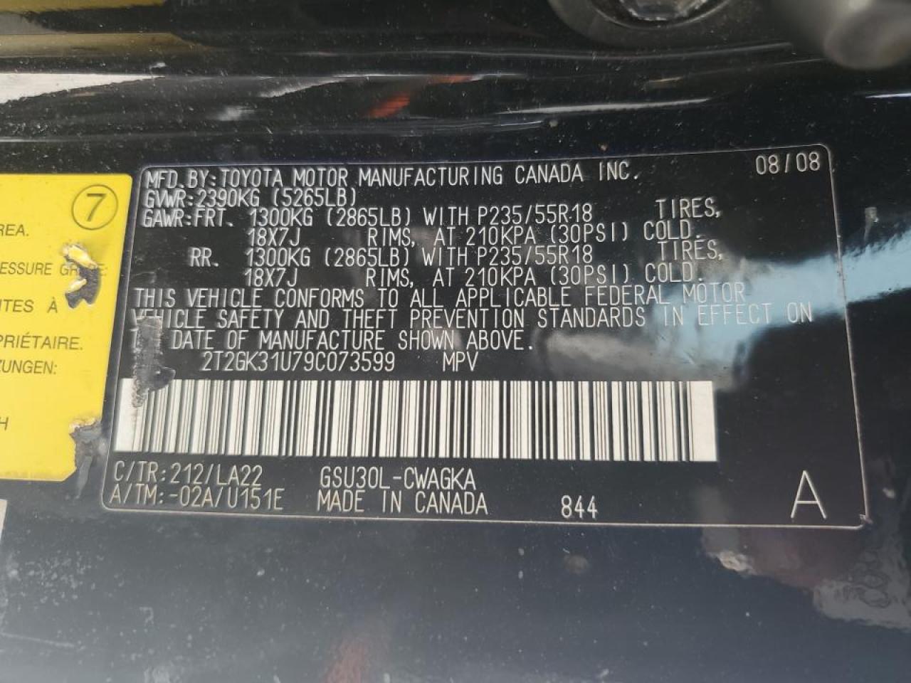 2T2GK31U79C073599 2009 Lexus Rx 350