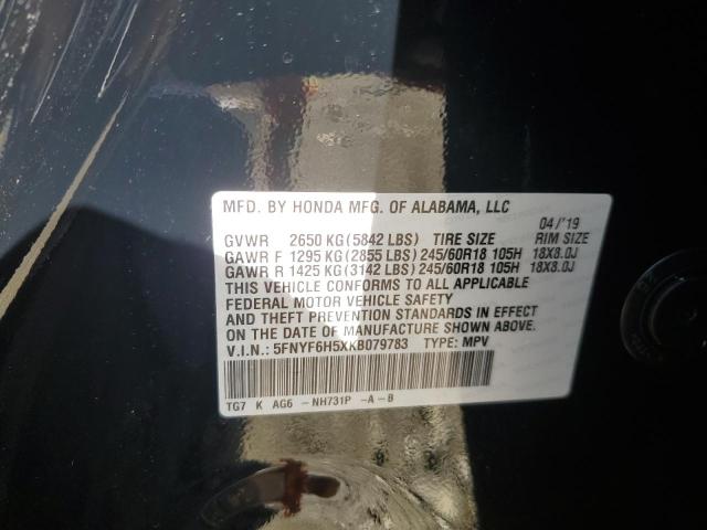 2019 Honda Pilot Exl VIN: 5FNYF6H5XKB079783 Lot: 56796824