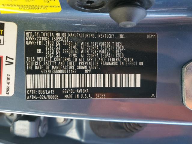 2011 Toyota Venza VIN: 4T3ZK3BB9BU041193 Lot: 54837924