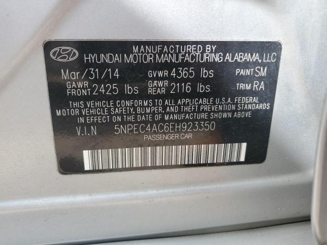 2014 Hyundai Sonata Se VIN: 5NPEC4AC6EH923350 Lot: 54148614