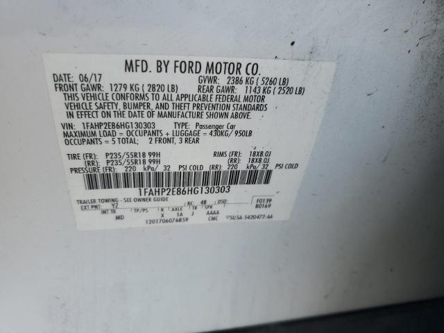 2017 Ford Taurus Sel VIN: 1FAHP2E86HG130303 Lot: 56809584