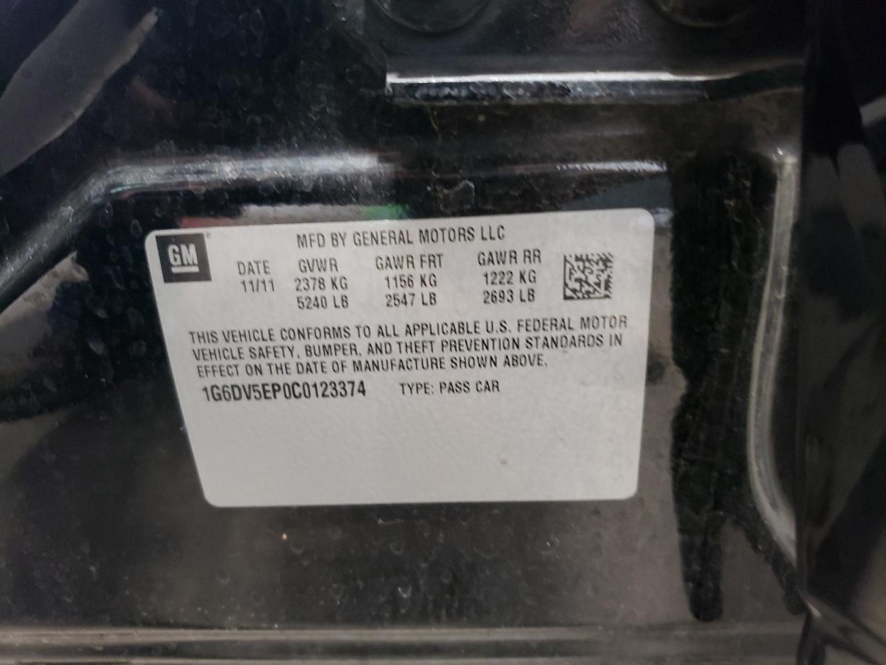 1G6DV5EP0C0123374 2012 Cadillac Cts-V