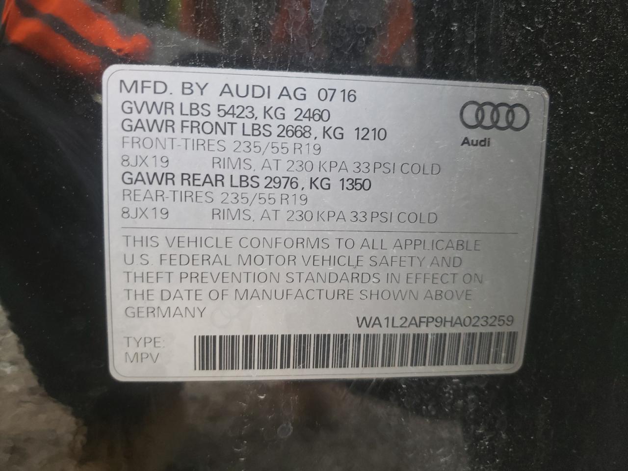 WA1L2AFP9HA023259 2017 Audi Q5 Premium Plus