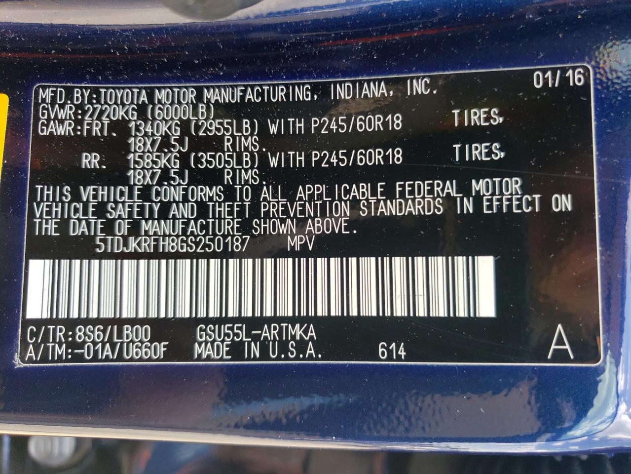 5TDJKRFH8GS250187 2016 Toyota Highlander Xle