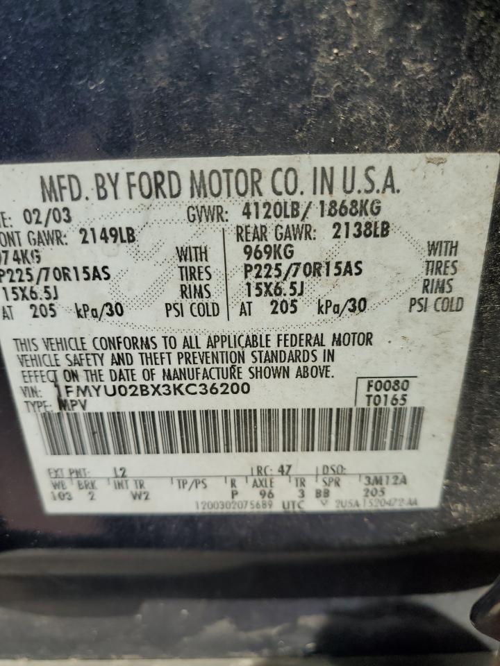 1FMYU02BX3KC36200 2003 Ford Escape Xls