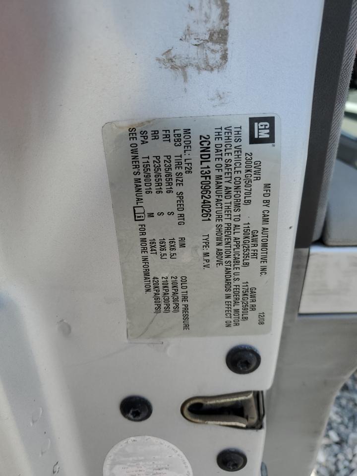 2CNDL13F096240261 2009 Chevrolet Equinox Ls