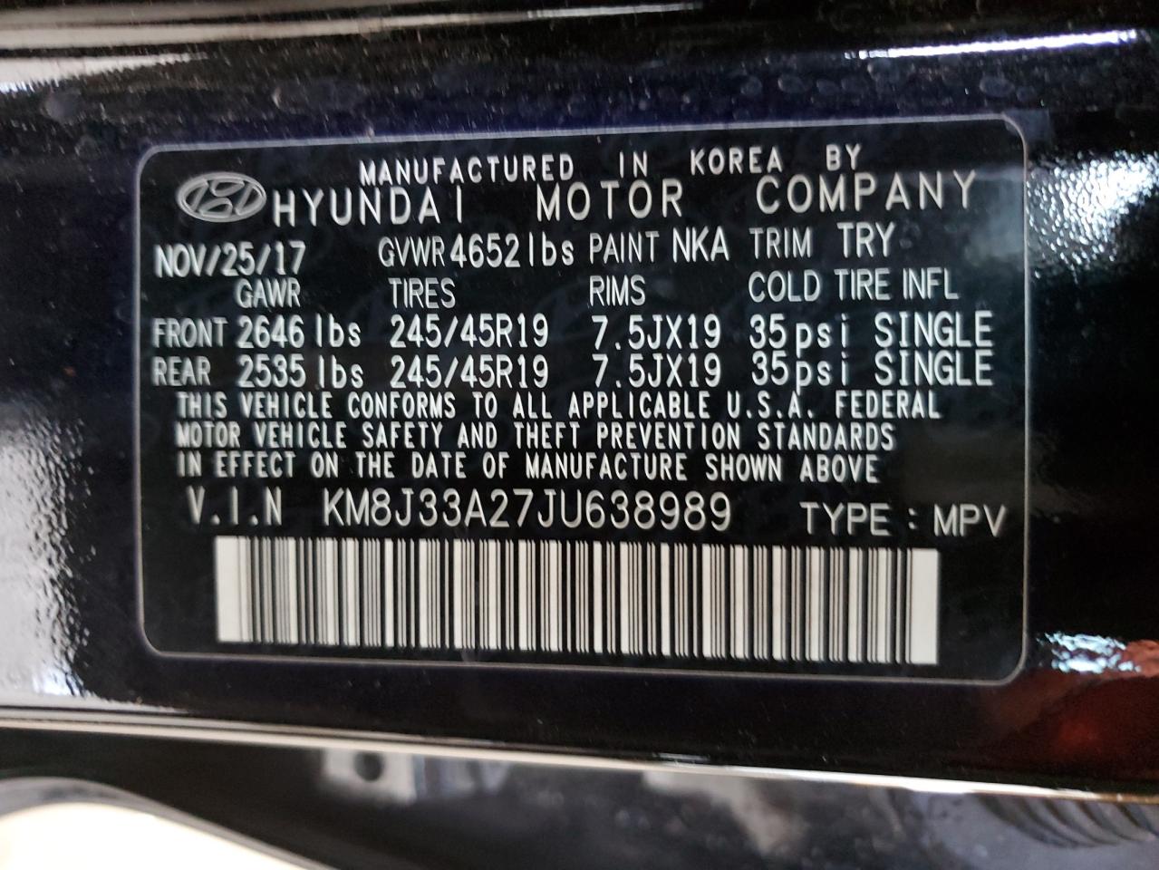 KM8J33A27JU638989 2018 Hyundai Tucson Value