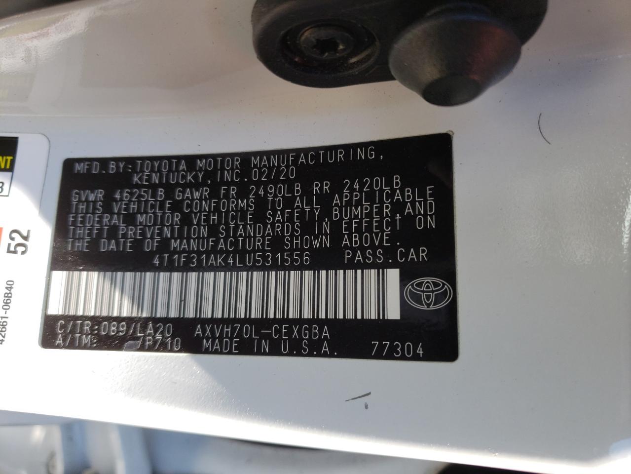 4T1F31AK4LU531556 2020 Toyota Camry Xle