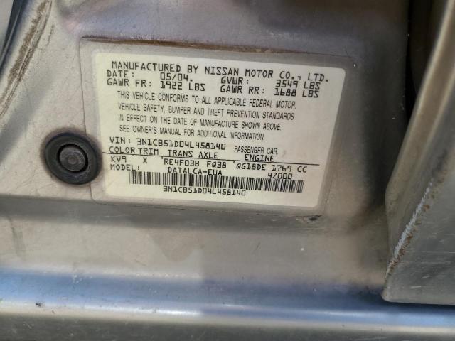 2004 Nissan Sentra 1.8 VIN: 3N1CB51D04L458140 Lot: 56980534