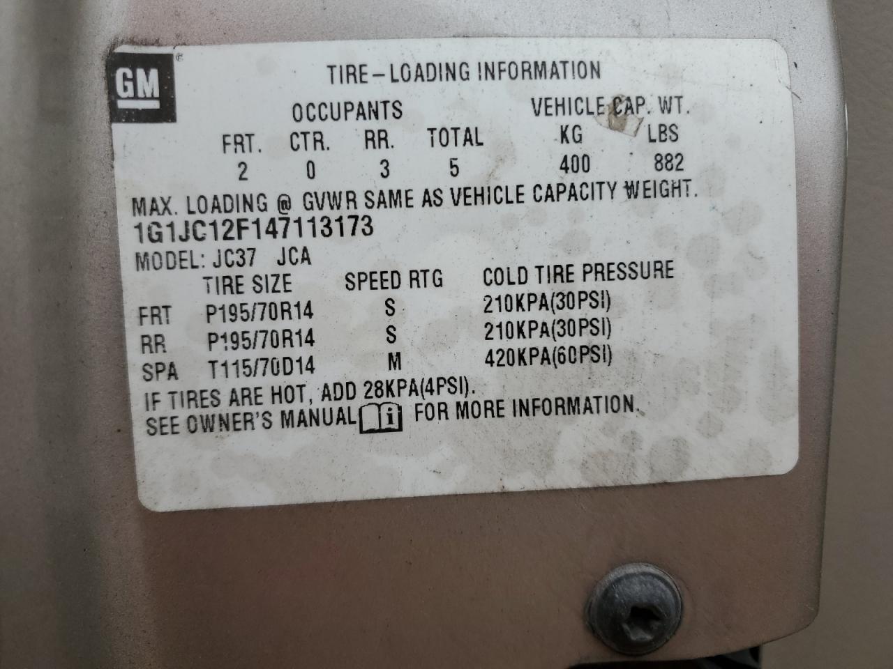 1G1JC12F147113173 2004 Chevrolet Cavalier