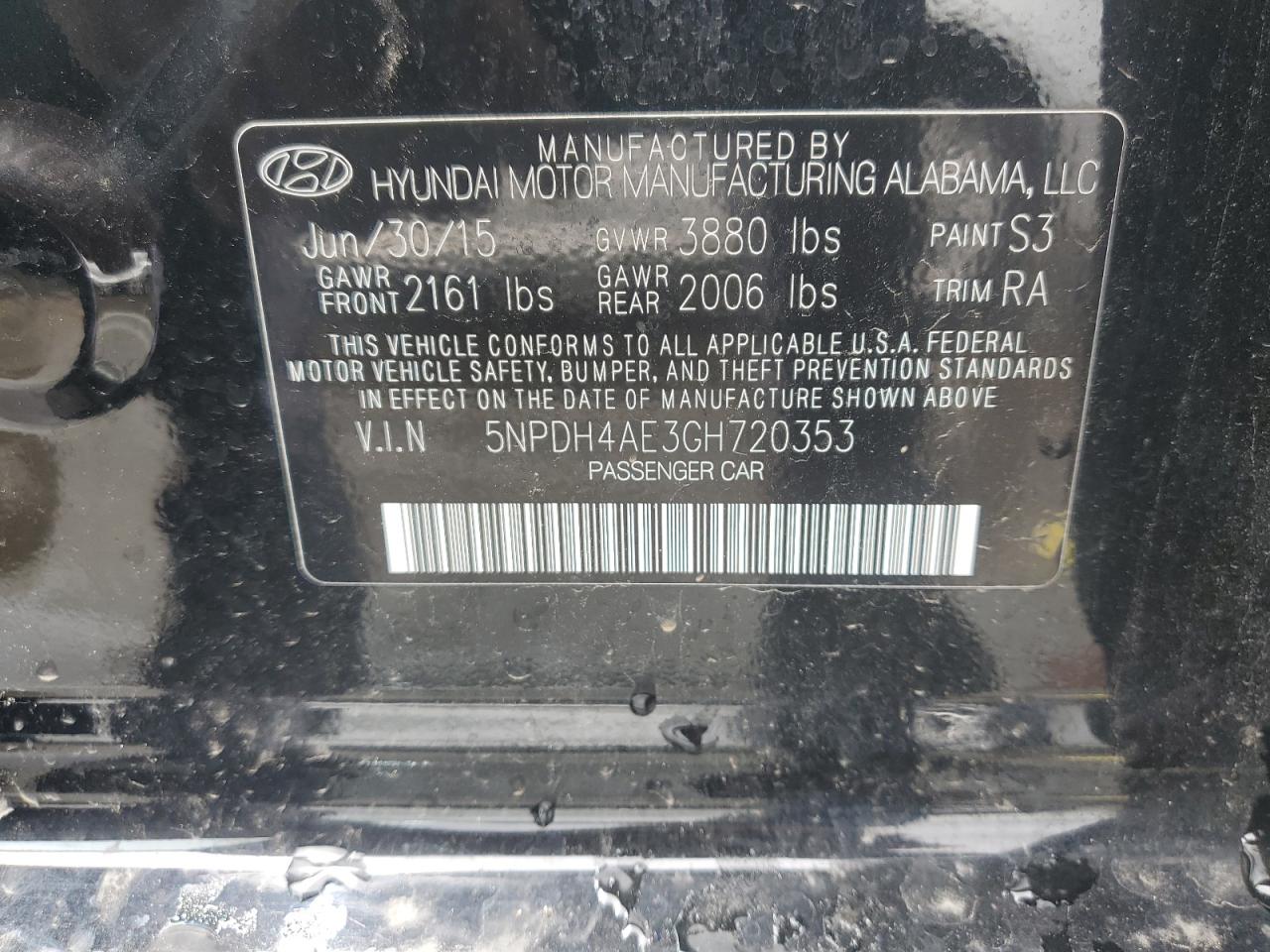 5NPDH4AE3GH720353 2016 Hyundai Elantra Se