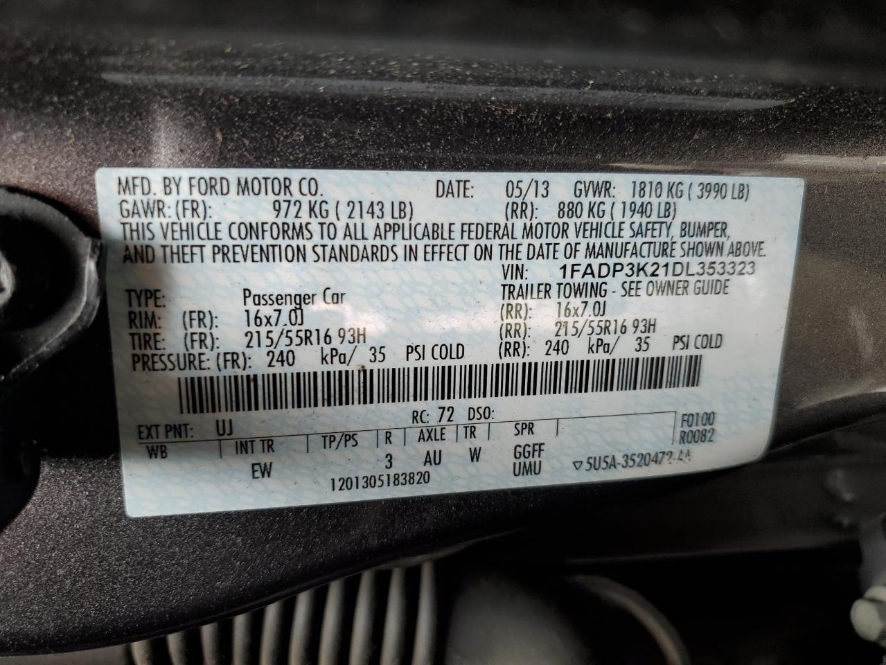 1FADP3K21DL353323 2013 Ford Focus Se