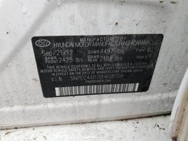 2013 Hyundai Sonata Se VIN: 5NPEC4AB7DH608708 Lot: 54090024