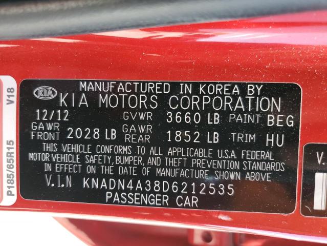 2013 Kia Rio Ex VIN: KNADN4A38D6212535 Lot: 55173394