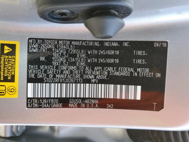 2018 Toyota Highlander Le VIN: 5TDZZRFH1JS267113 Lot: 54816754