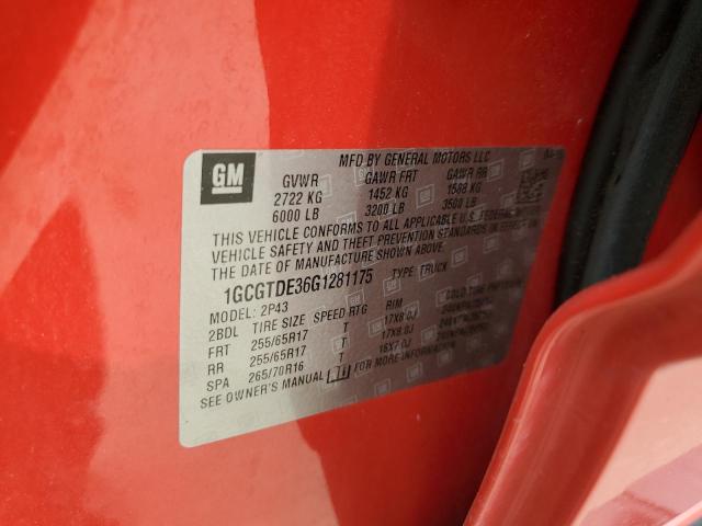 2016 Chevrolet Colorado Z71 VIN: 1GCGTDE36G1281175 Lot: 54492694