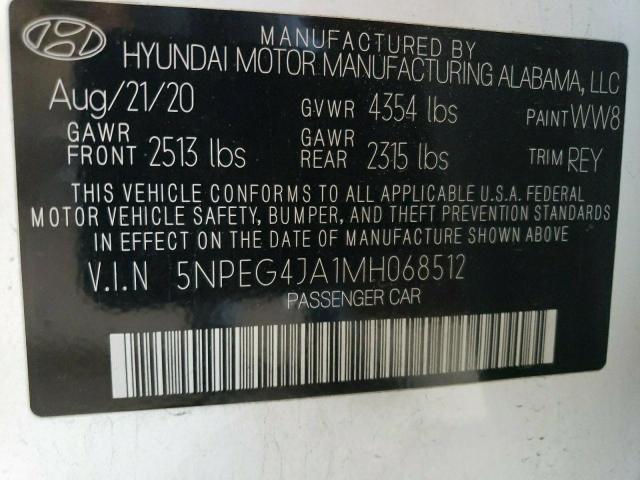 2021 Hyundai Sonata Se VIN: 5NPEG4JA1MH068512 Lot: 54172144