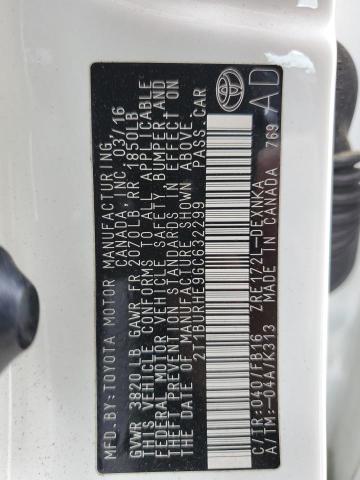 2016 Toyota Corolla L VIN: 2T1BURHE9GC632299 Lot: 56300984