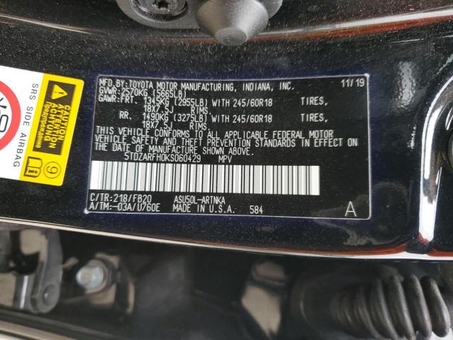 2019 Toyota Highlander Le VIN: 5TDZARFH0KS060429 Lot: 55012704